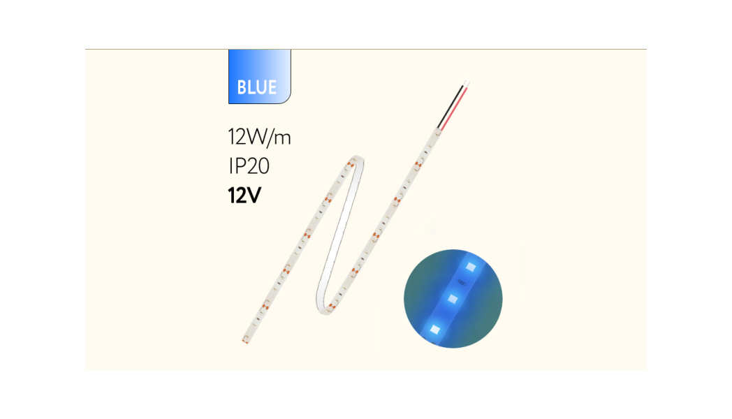 Лента светодиодная цветная FL-Strip 2835-S60-B 12.0W/m BLUE DC-12V IP20 10*5000mm - 