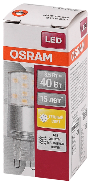 3.5W/827 (=40W) 230V G9 LEDSPIN (LED Star) 400lm d20x57 - LED лампа OSRAM - , изображение 4