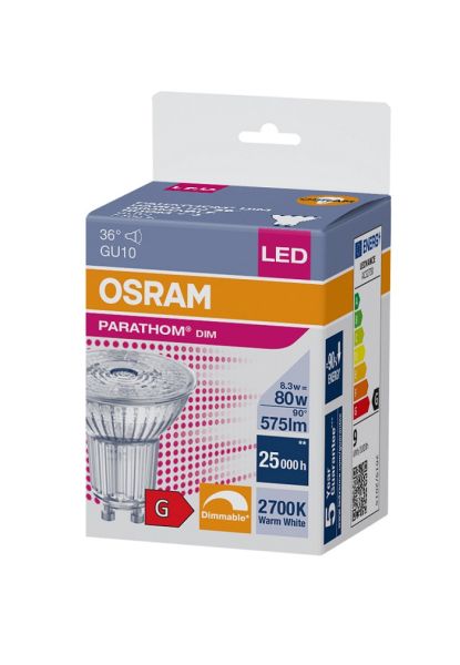 8.3W/927 (=80W) DIM 36° GU10 575lm  PARATHOM Spot PAR16 - LED лампа OSRAM - , изображение 2