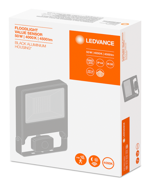 50W/4000K (=400W) СЕНСОР IP44 4500Lm - Светодиодный прожектор с сенсором FLOODLIGHT VALUE LEDVANCE - , изображение 5