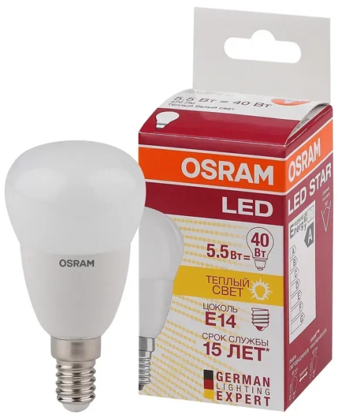 LS CLP 40  5.5W/827 (=40W) 220-240V FR  E14 470lm  200* 15000h - LED лампа OSRAM - , изображение 2