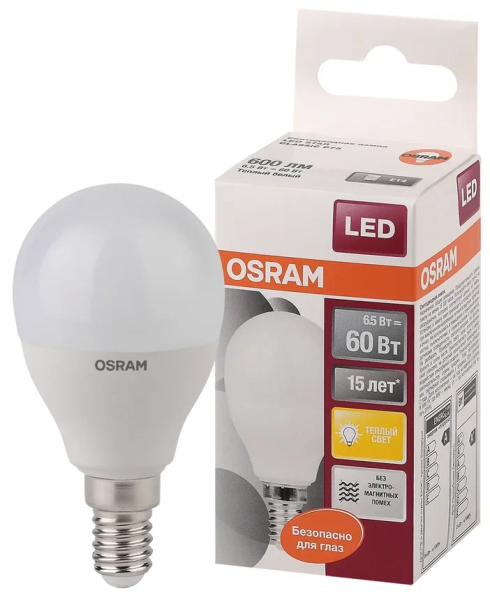 LS CLP 60  6.5W/827 (=60W) 220-240V FR  E14 550lm  200* 15000h - LED лампа OSRAM - , изображение 2