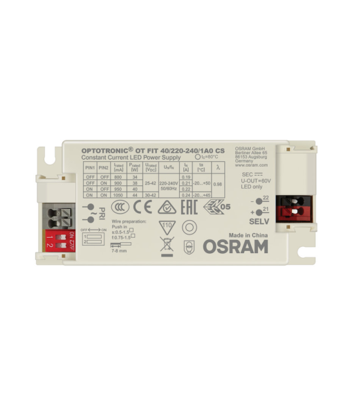 OT FIT 40/220…240/  800/900/1050/950 мА DIP- перкл  20...44W  25...42V - драйвер OSRAM - , изображение 2