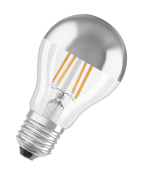 LED Superstar Classic A 50 Filament Mirror Silver DIM 6.5W 827 Clear E27 - 