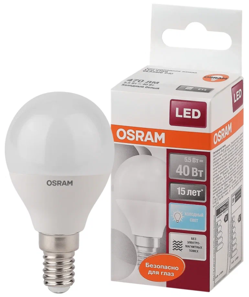 LS CLP 40  5.5W/840 (=40W) 220-240V FR  E14 470lm  200° 15000h - LED лампа OSRAM - , изображение 2