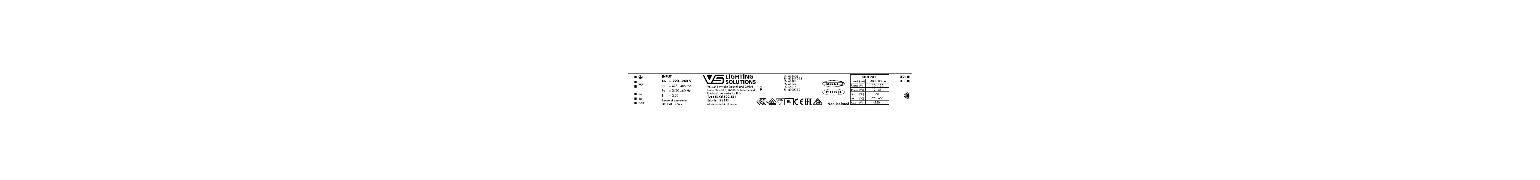 VS 85W DALI2/NFC 400-800мА  30-130V  ECXd  800.351 прогр/NFC  280x30x21мм - драйвер - , изображение 2