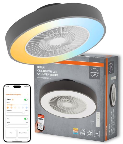 SMART+ Wifi Ceiling Fan LED Cylinder 550mm + RC - , изображение 2