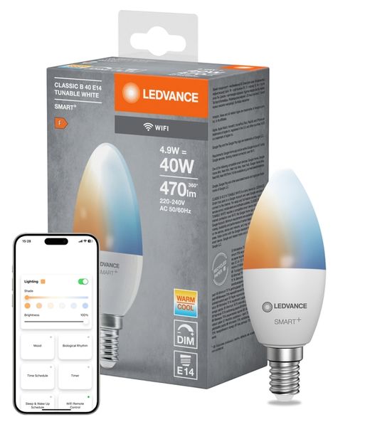 SMART WIFI B40 4,9W 230V TW FR E14 SINGLE PACK - , изображение 4