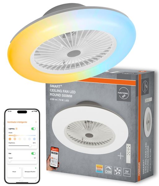 SMART+ Wifi Ceiling Fan LED Round 550mm + RC - , изображение 3
