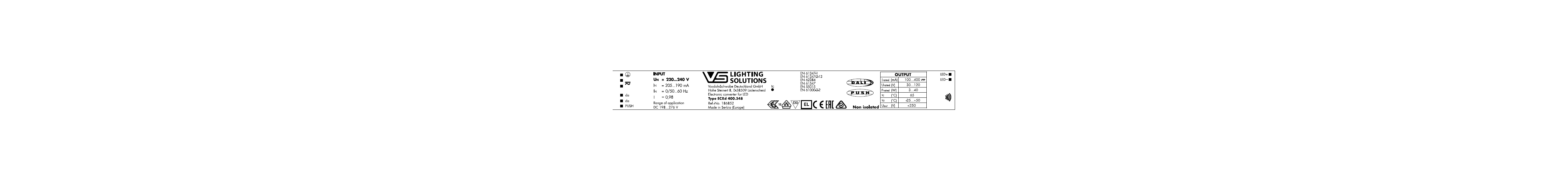 VS DALI2/NFC  40W  100-400мА  30-120V ECXd 400.348   прогр/NFC  280x30x21мм - драйвер - , изображение 2