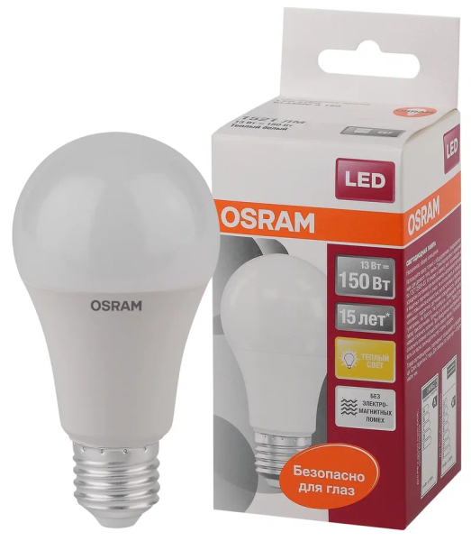 13W/827 (=150W) E27 LED Star матовая - LED лампа груша OSRAM - , изображение 2