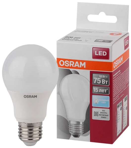 8.5W/865 (=75W) E27 LED Star матовая - LED лампа груша OSRAM - , изображение 2