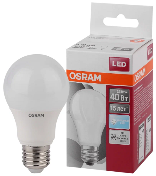 5,5W/865 (=40W) E27 LED Star матовая - LED лампа груша OSRAM - , изображение 2