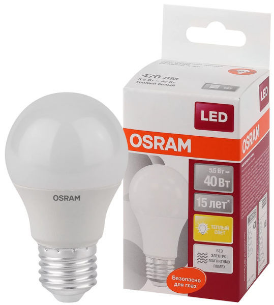 5,5W/827 (=40W) E27 LED Star матовая - LED лампа груша OSRAM - , изображение 2