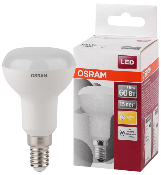 LEDS R50 60 7W/830 230VFR E14 600lm - лампа OSRAM - , изображение 2