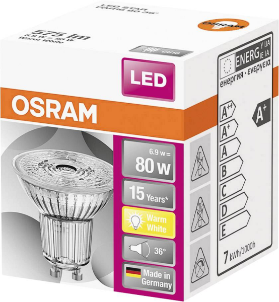 6.9W/827 (=80W) 36° GU10 230V 575lm LED Star PAR16 - LED лампа OSRAM - , изображение 3