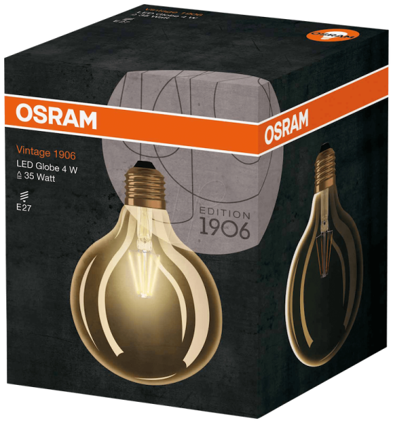 Vintage 1906 LED CL GLOBE125     FIL GOLD 36  4W/824 E27 178x125мм - глоб OSRAM - , изображение 2