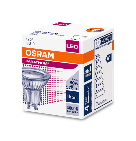 6.9W/840 (=80W) 120° GU10 PARATHOM - LED-лампа OSRAM - , изображение 2