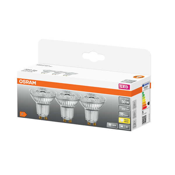 4.3W/827 (=50W) GU10 230V 36°  LED Star  Экопак 1X3 - LED лампа PAR16 OSRAM - 