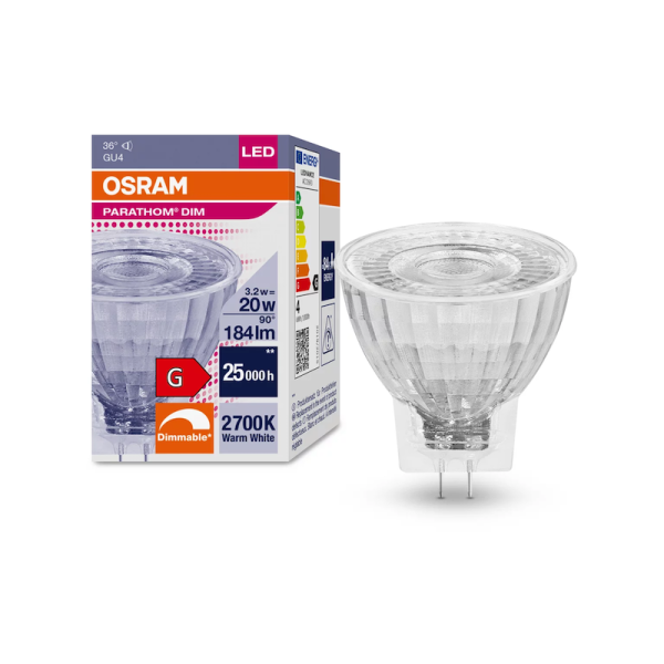 MR11  3.2W/927 (=20W) DIM 36° 12V GU4 PARATHOM Spot - LED лампа OSRAM - , изображение 2