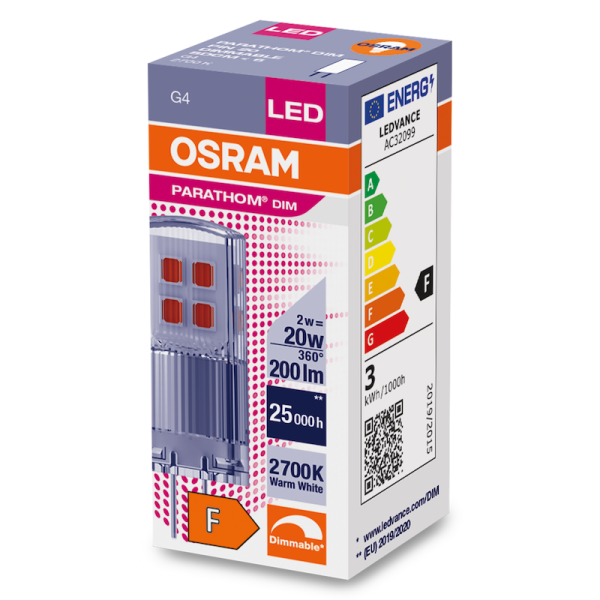 2W/827 (=20W) DIM G4  12V  PARATHOM  200Lm  d15x40 - LED лампа OSRAM - , изображение 3