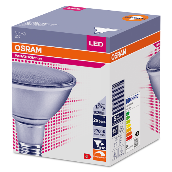 PAR38 12,5 W/827 (=120W) DIM 30° E27 PARATHOM - LED лампа OSRAM - , изображение 2