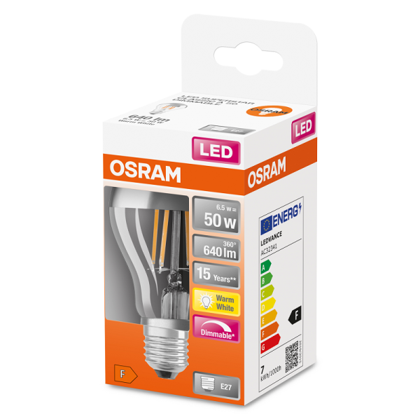 LED Superstar Classic A 50 Filament Mirror Silver DIM 6.5W 827 Clear E27 - , изображение 2