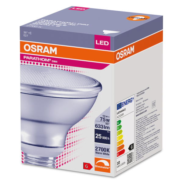 PAR30 10W/927 (=75W) DIM 36° PARATHOM 230V E27 633Lm - LED лампа OSRAM - , изображение 2