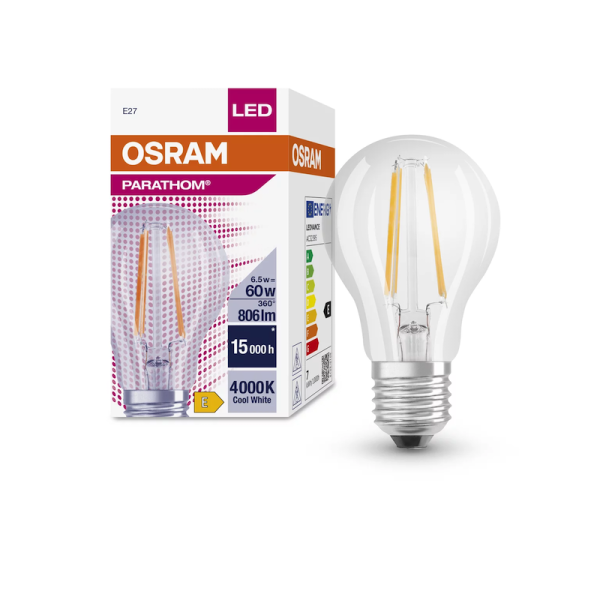 6.5W/840 (=60W) E27 PARATHOM CL A FIL GL non-dim  - LED лампа филаментная OSRAM - , изображение 2