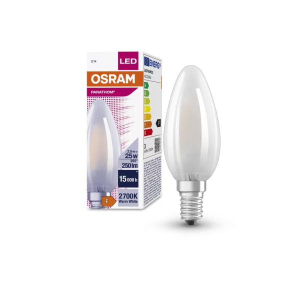 2,5W/827 (=25W) E14 PARATHOM FIL матовая - LED лампа свеча OSRAM - , изображение 2