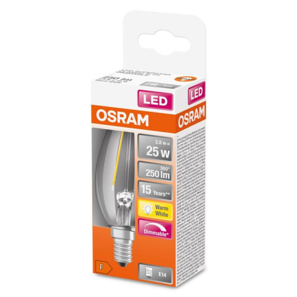 LED Superstar Classic B 25 Filament DIM 2.8W 827 Clear E14 - , изображение 2
