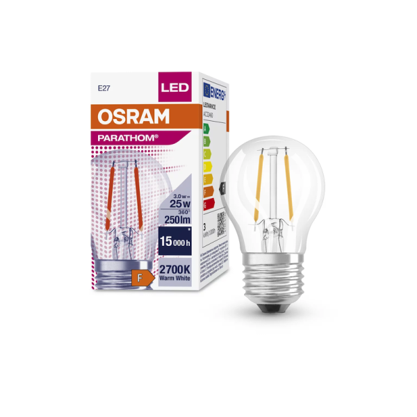 2,5W/827 (=25W) E27 PARATHOM FIL прозрачная - LED лампа шарик OSRAM - , изображение 2