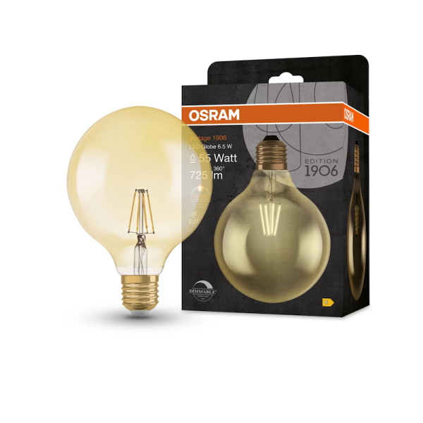 Vintage 1906 Globe 55 Filament DIM 6.5W 824 Gold E27 - , изображение 6