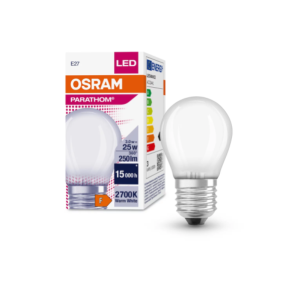 3W/827 (=25W) E27 PARATHOM FIL матовая - LED лампа шарик OSRAM - , изображение 2