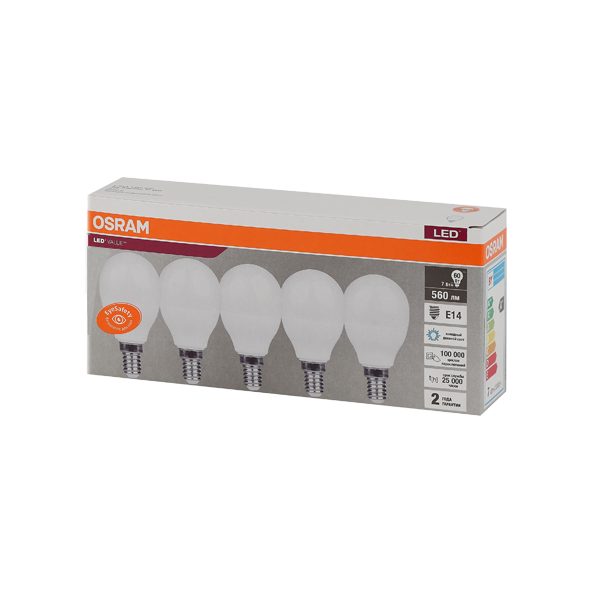 LVCLP60 7SW/865 230V E14 Экопак1X5  RU OSRAM - 