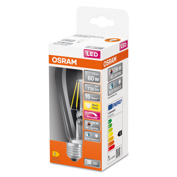 LED Superstar Plus Classic Edison 60 Filament DIM 5.9W 927 Clear E27 - , изображение 5