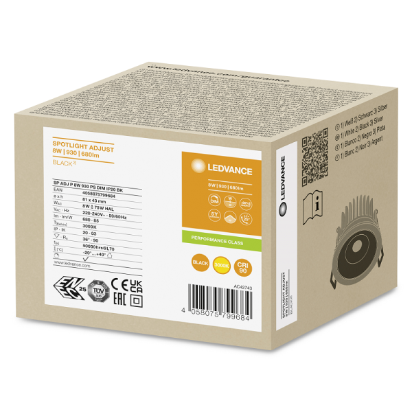 SP ADJ P 8W 930 PS DIM IP20 BK - , изображение 10