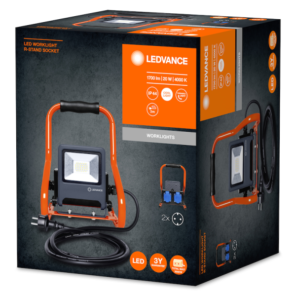 20W/840 (=150W) Светодиодный Прожектор + Переноска R-STANDSOCKET IP44 LED WORKLIGHT LEDVANCE - , изображение 3