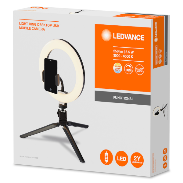 MOBILE CAMERA LIGHT RING DESKTOP (USB/клипса для моб/тренога)  - светильник для сэлфи LEDV - , изображение 3