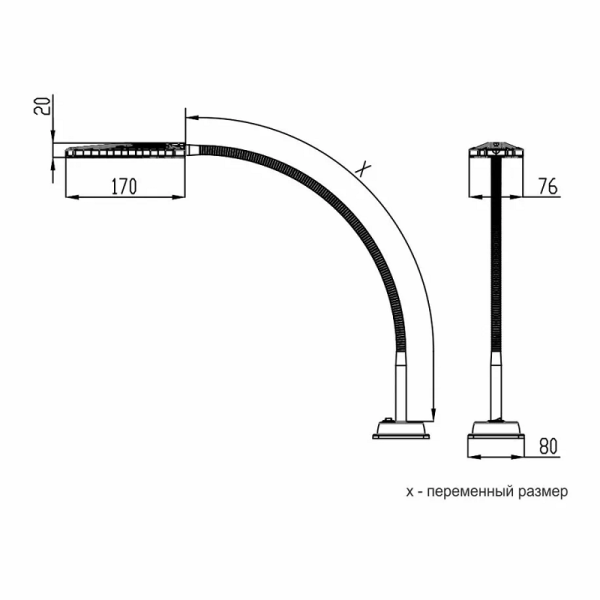 Армата 045-04  станочный (LED, 6Вт 4000К  12-36В, на основании,IP68, гибкая стойка 545 мм), черный - , изображение 3