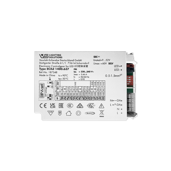 VS  36-60W  DALI2/DIP   700-1400мА     9-52V/60W  ECXd 1400.637   DIP-перекл  110x74x30 мм  - драйвер - , изображение 2