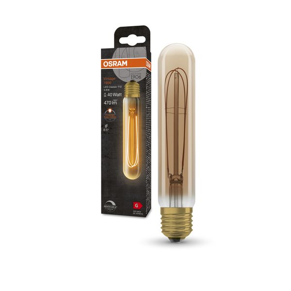 Vintage 1906 Tubular 40 Filament DIM 4.8W 822 Gold E27 - , изображение 5