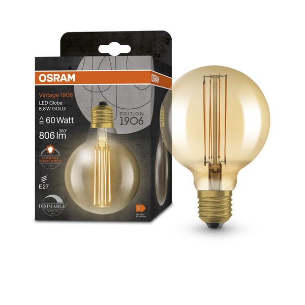 Vintage 1906 Globe 95 60 Filament DIM 8.8W 822 Gold E27 - , изображение 5