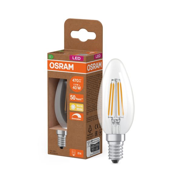 LED Classic B 40 Filament DIM Energy efficiency class B 2.5W 827 Clear E14 - , изображение 8