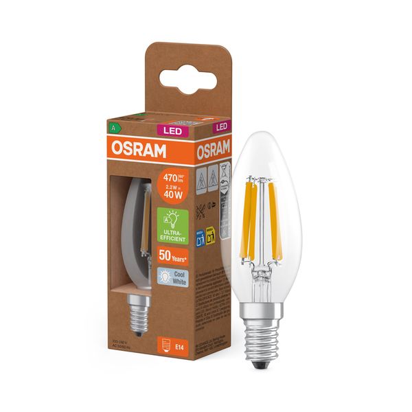 LED Classic B 40 Filament Energy efficiency class A 2.2W 840 Clear E14 - , изображение 8