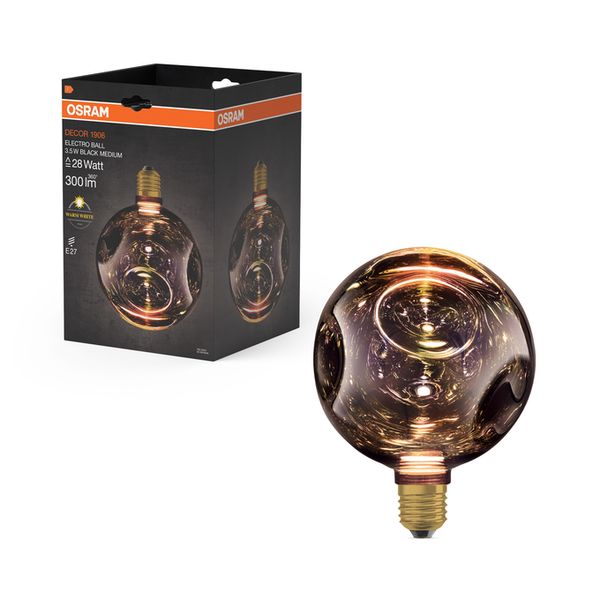 DECOR LED FLAT LAMP 3.5W 827 E27 Non-DIM IN ELECTRO GLASS MEDIUM BLACK - , изображение 8