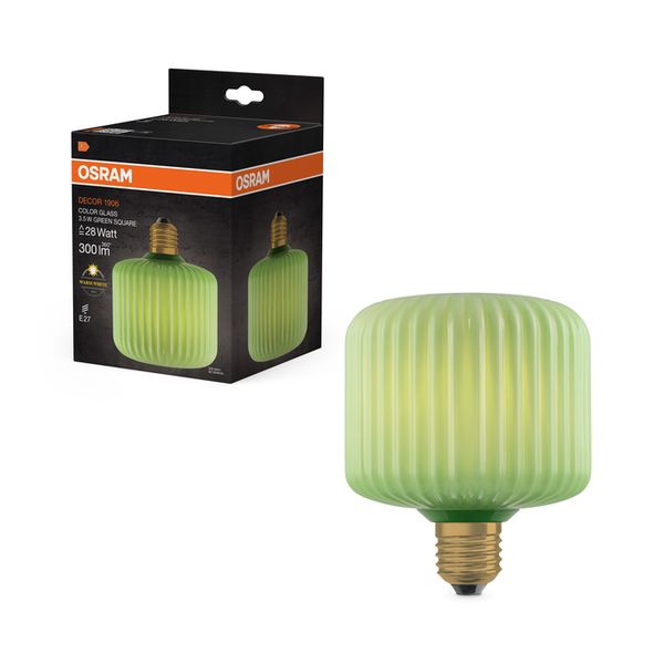 DECOR LED FLAT LAMP 3.5W 827 E27 Non-DIM IN COLOURED GLASS SQUARE GREEN - , изображение 8