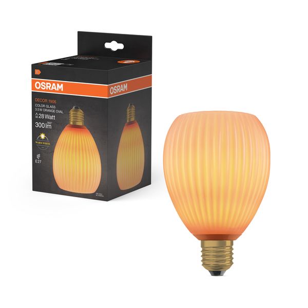 DECOR LED FLAT LAMP 3.5W 827 E27 Non-DIM IN COLOURED GLASS OVAL ORANGE - , изображение 8