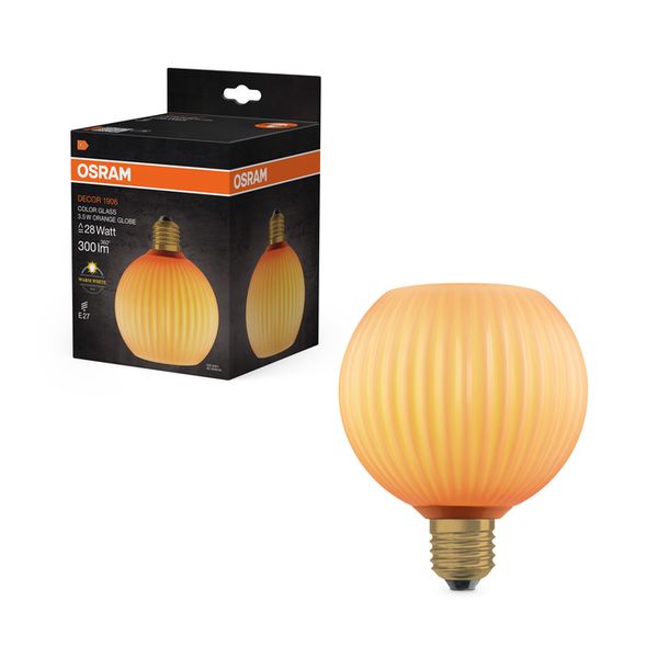 DECOR LED FLAT LAMP 3.5W 827 E27 Non-DIM IN COLOURED GLASS GLOBE ORANGE - , изображение 8