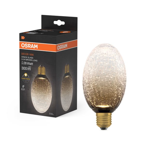 DECOR LED FLAT LAMP 3.5W 827 E27 Non-Dim IN CRACKED GLASS LONG BROWN - , изображение 8